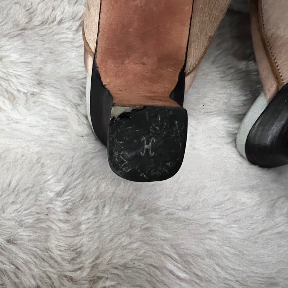 Cole Haan Tan Fur Studded closed Toe Block Heel Mule Sandals Women's Size 7.5AA - Picture 6 of 13